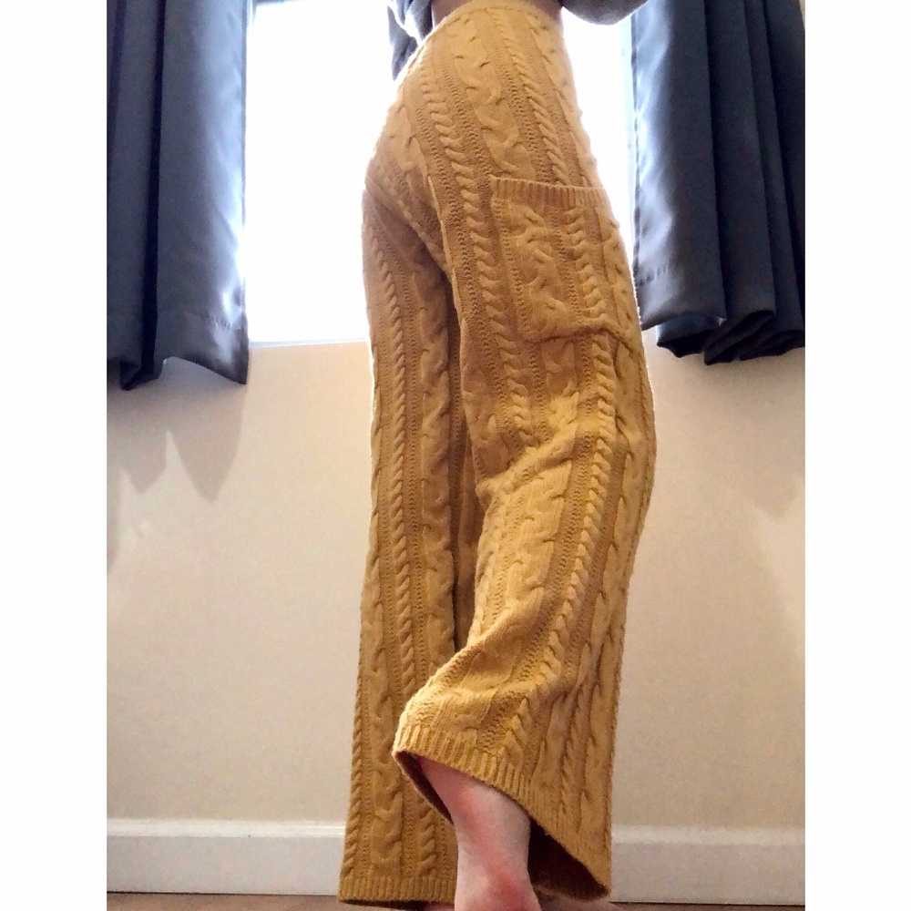 Unbranded Mustard Yellow Knit Crochet Pants